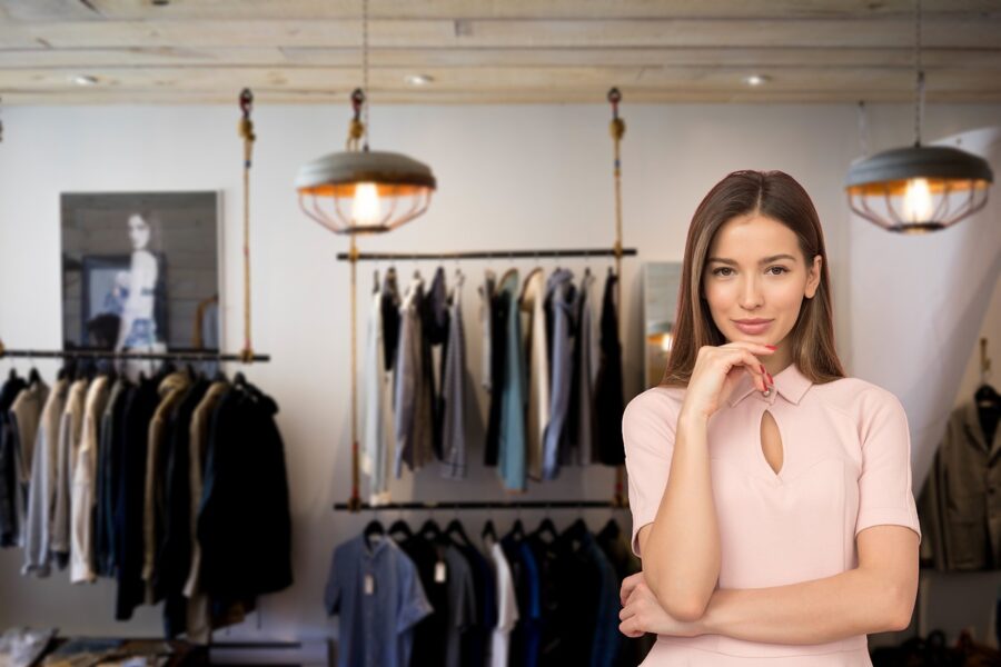 A woman entrepreneur standing in her business.