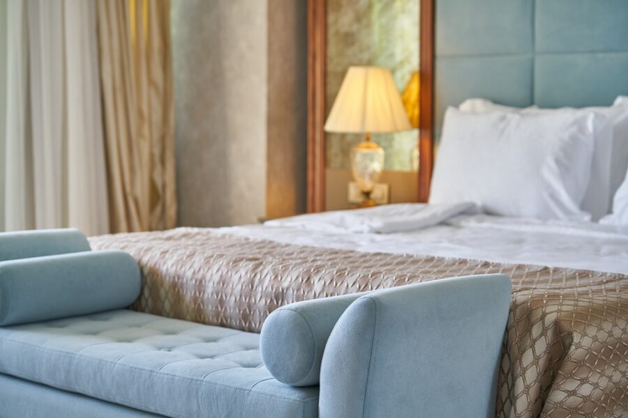A luxury hotel room