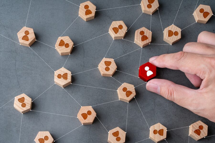 hexagon blocks connected representing business connections